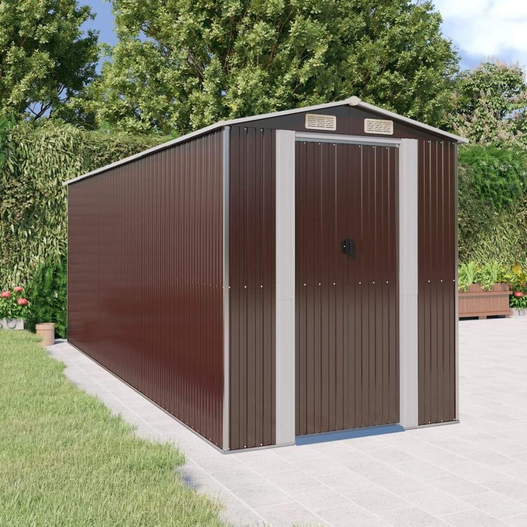 Garden Shed Dark Brown 75.6"x205.9"x87.8" Galvanized Steel