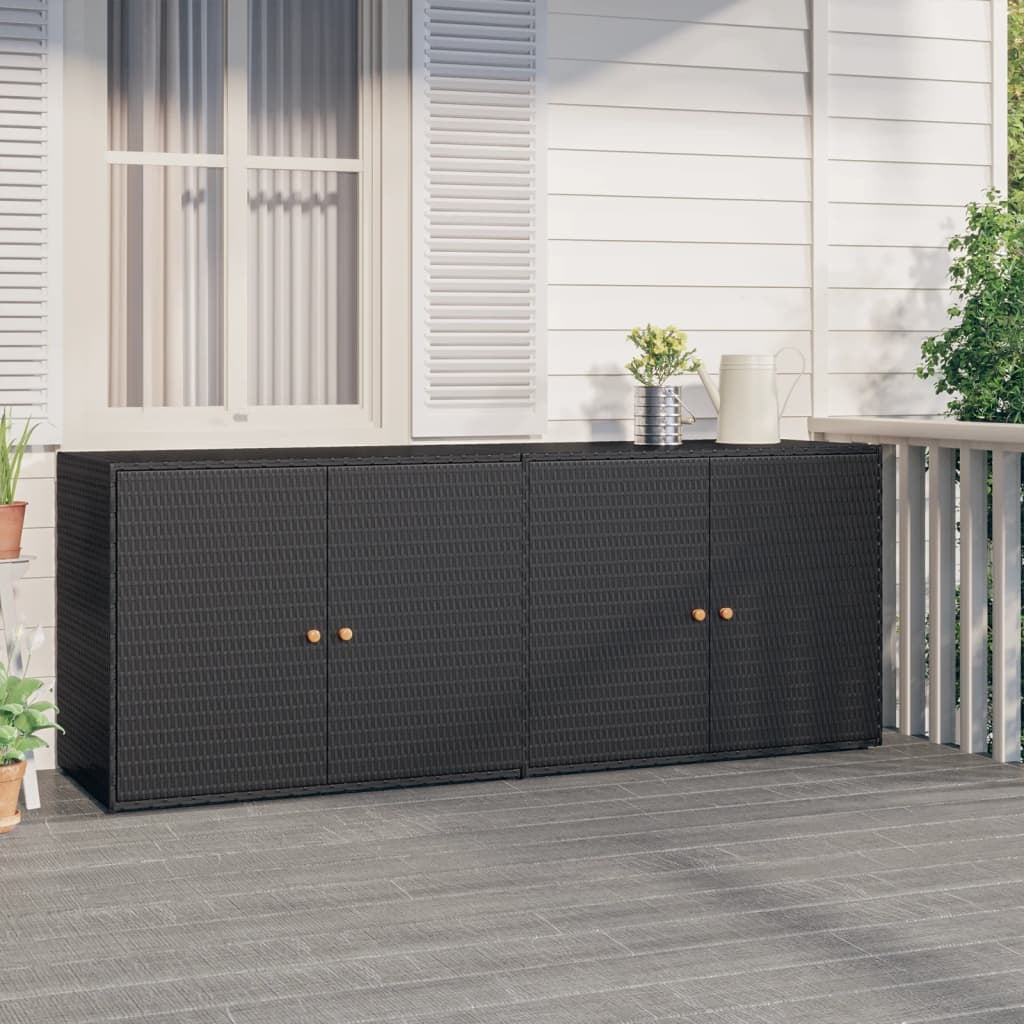 Garden Storage Cabinet Black 78"x21.9"x31.5" Poly Rattan