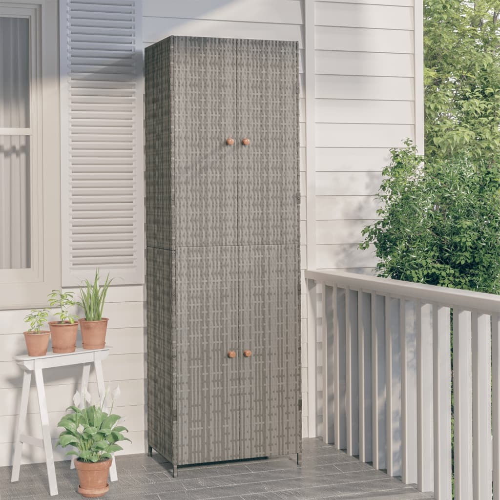 Garden Storage Cabinet Gray 23.2"x15.7"x70.9" Poly Rattan