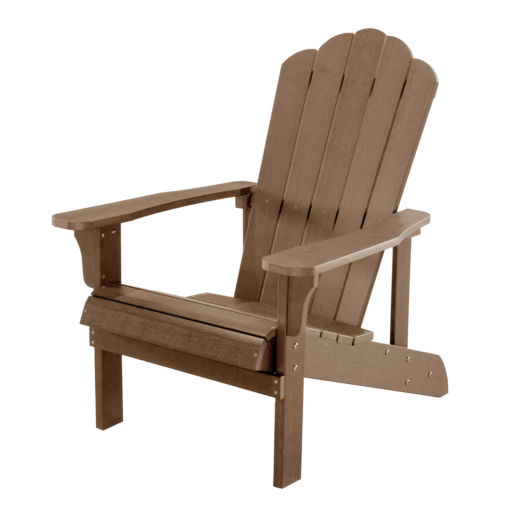 Key West Outdoor Plastic Wood Adirondack Chair, Patio Chair for Deck, Backyards, Lawns, Poolside, and Beaches, Weather Resistant, Brown