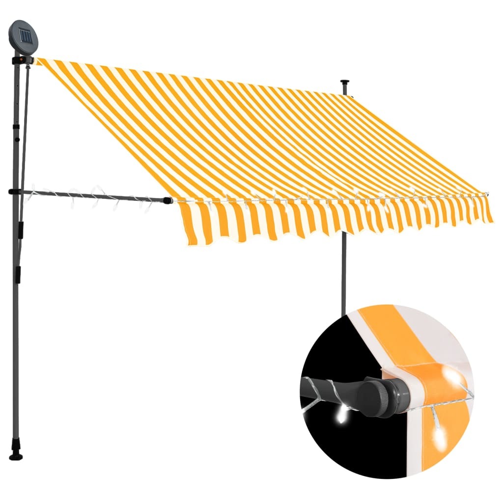 Manual Retractable Awning with LED 98.4" White and Orange