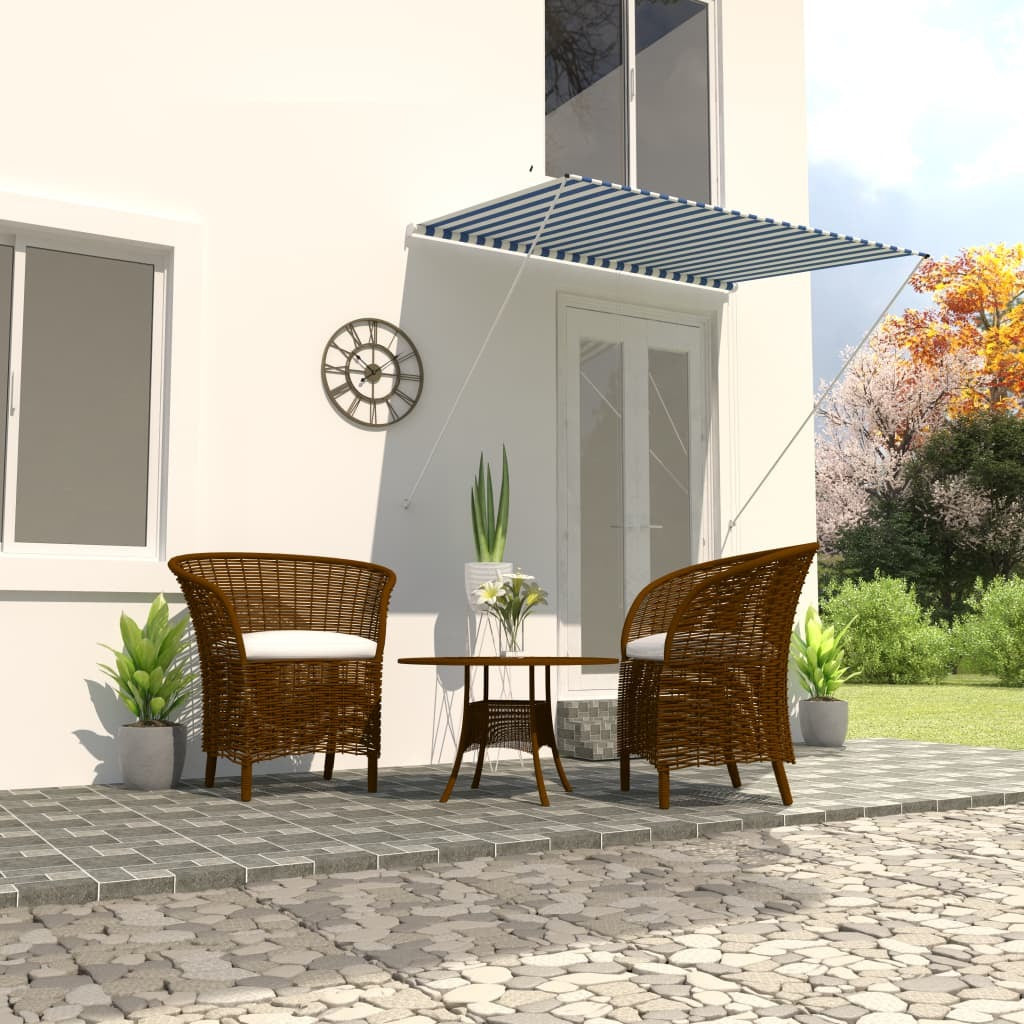 Retractable Awning 78.7"x59.1" Blue and White