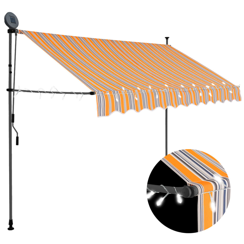 Manual Retractable Awning with LED 98.4" Yellow and Blue