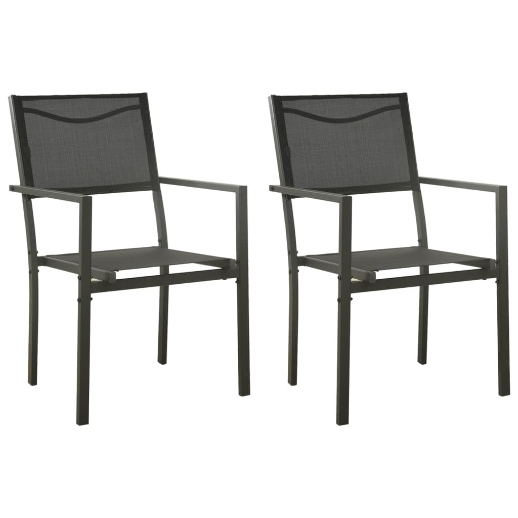 Patio Chairs 2 pcs Textilene and Steel Black and Anthracite