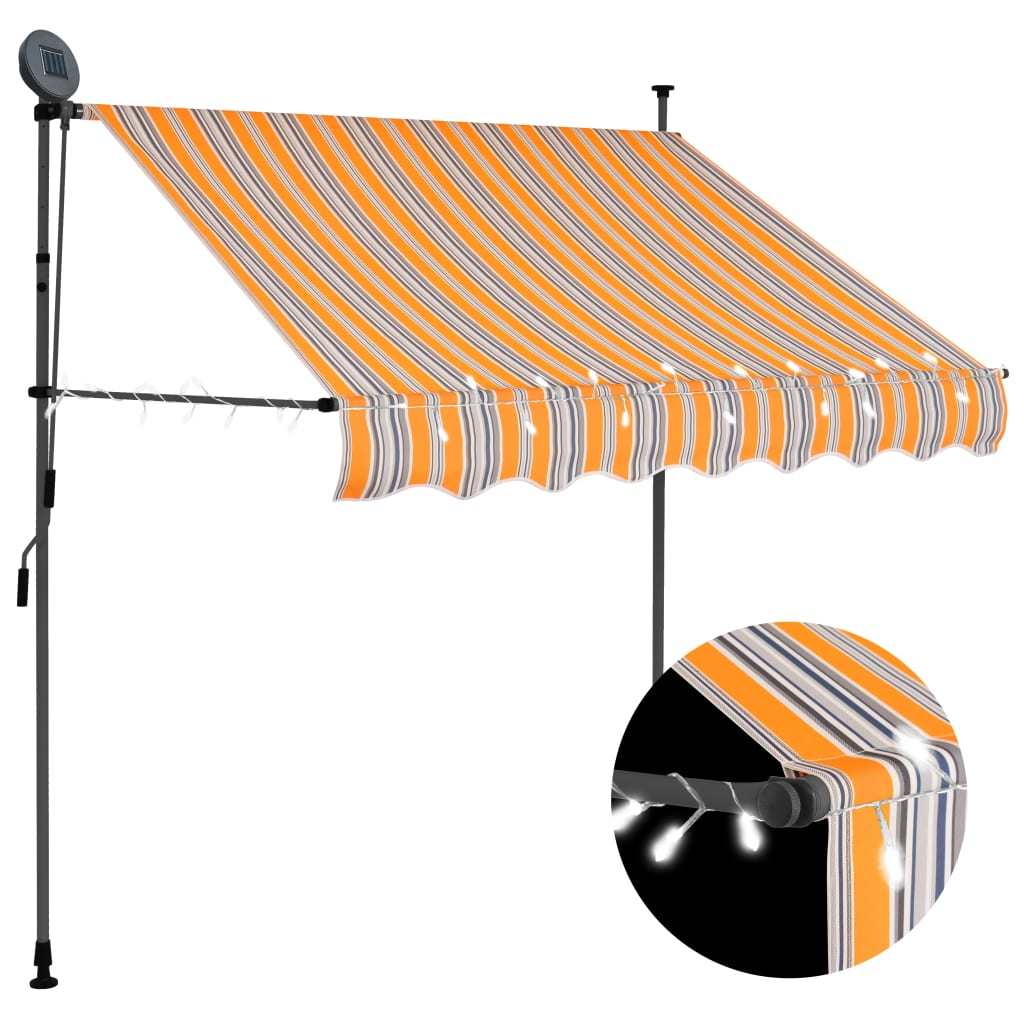 Manual Retractable Awning with LED 59.1" Yellow and Blue