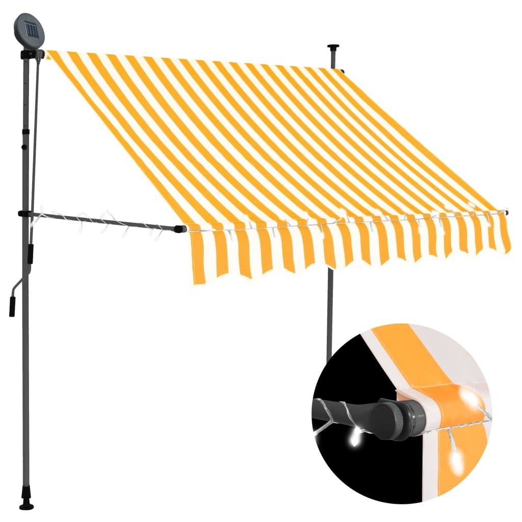 Manual Retractable Awning with LED 59.1" White and Orange