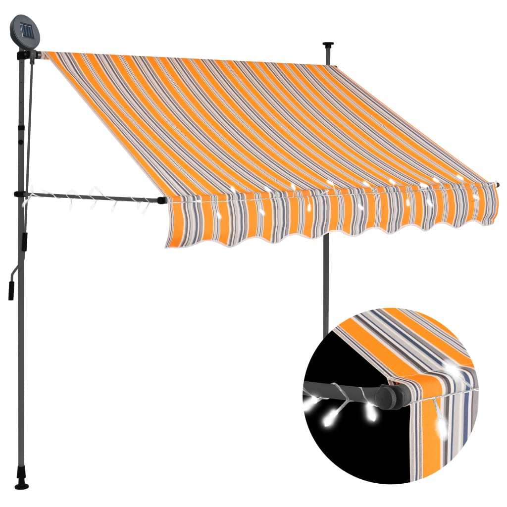 Manual Retractable Awning with LED 78.7" Yellow and Blue