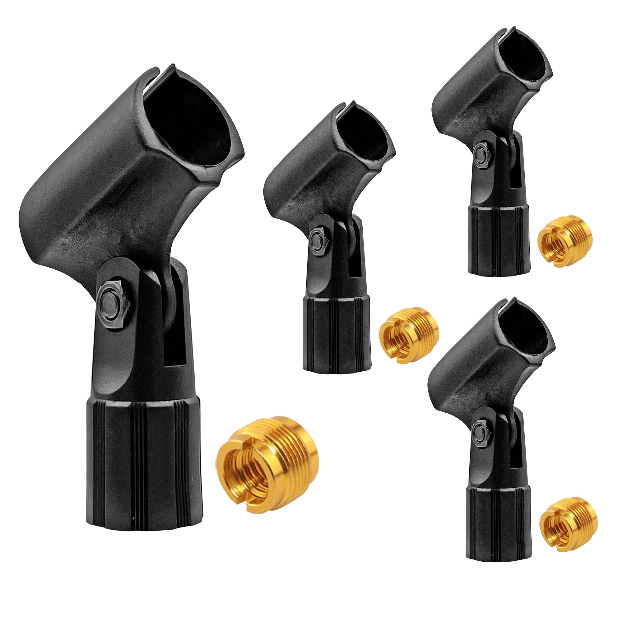 5 Core Pencil Microphone Clip Holder Black Angle Adjustable Slim Condenser Mic Adapter with Universal 5/8" Male to 3/8" Female Adapter Skinny Microphone Clips 4Pcs - MC 08 4PCS