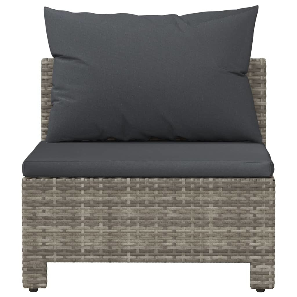 Patio Middle Sofa with Cushion Gray Poly Rattan