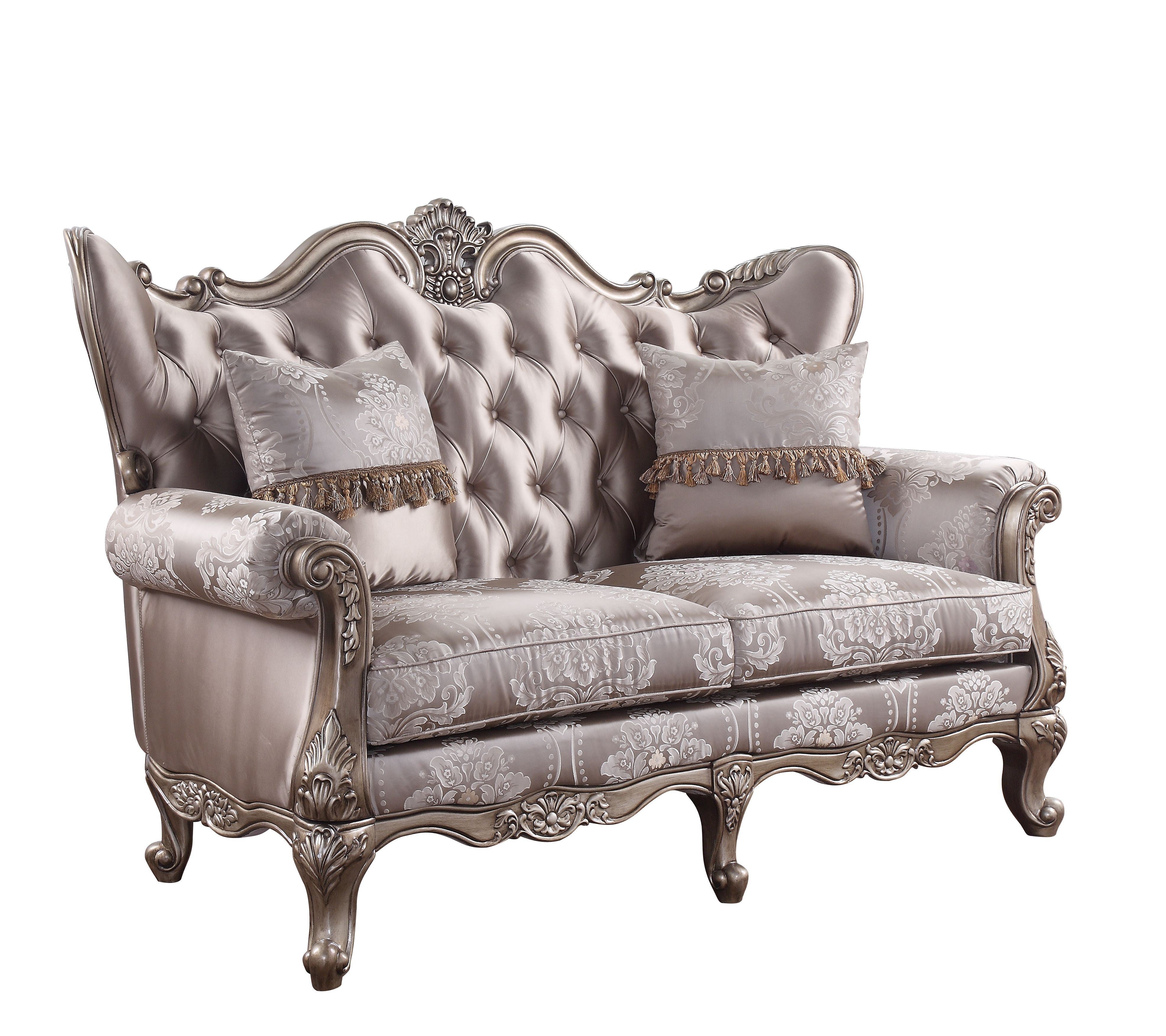 ACME Jayceon Loveseat w/2 Pillows, Fabric & Champagne 54866