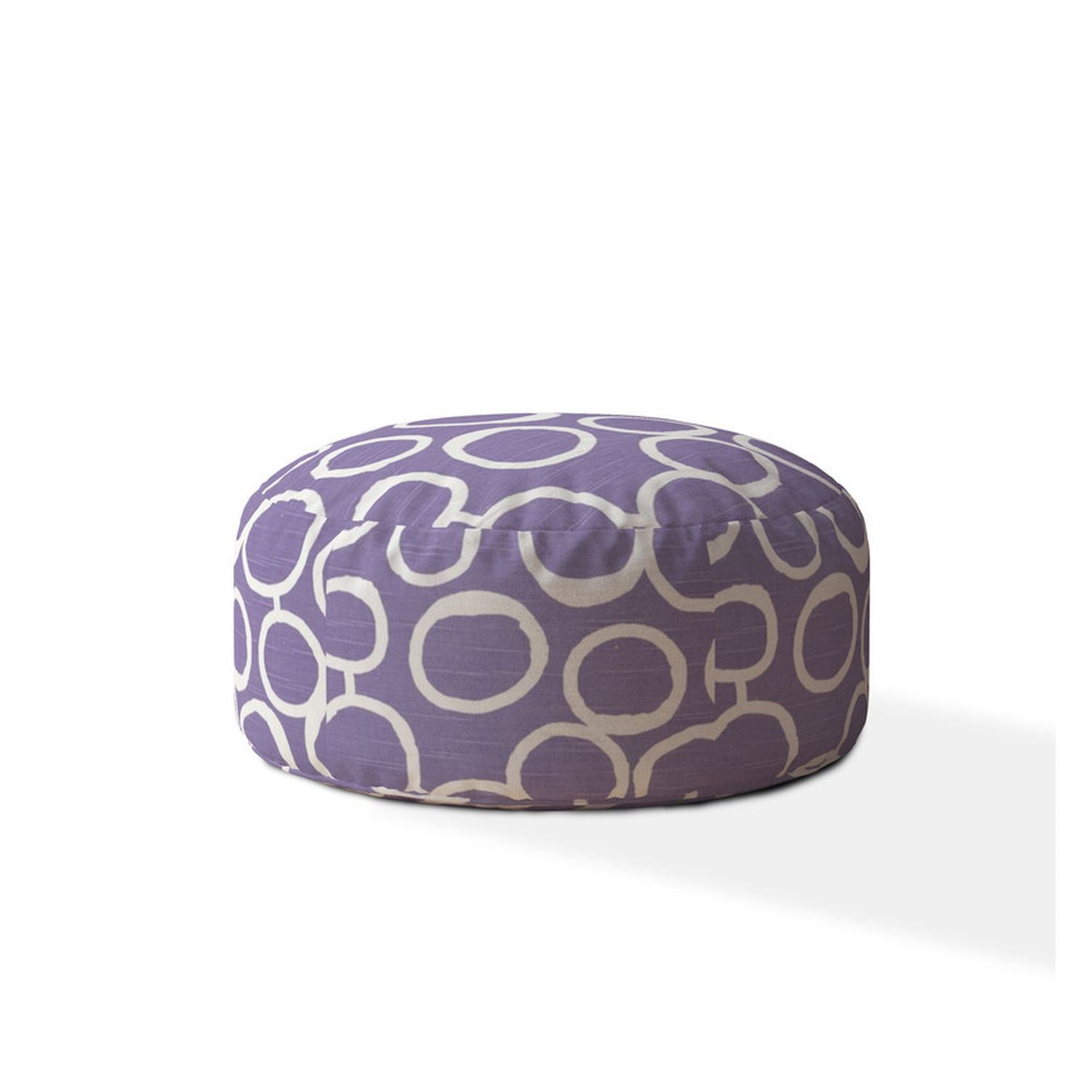 Indoor BUBBLE Med Purple Round Zipper Pouf - Stuffed - Extra Beads Included! - 24in dia x 20in tall