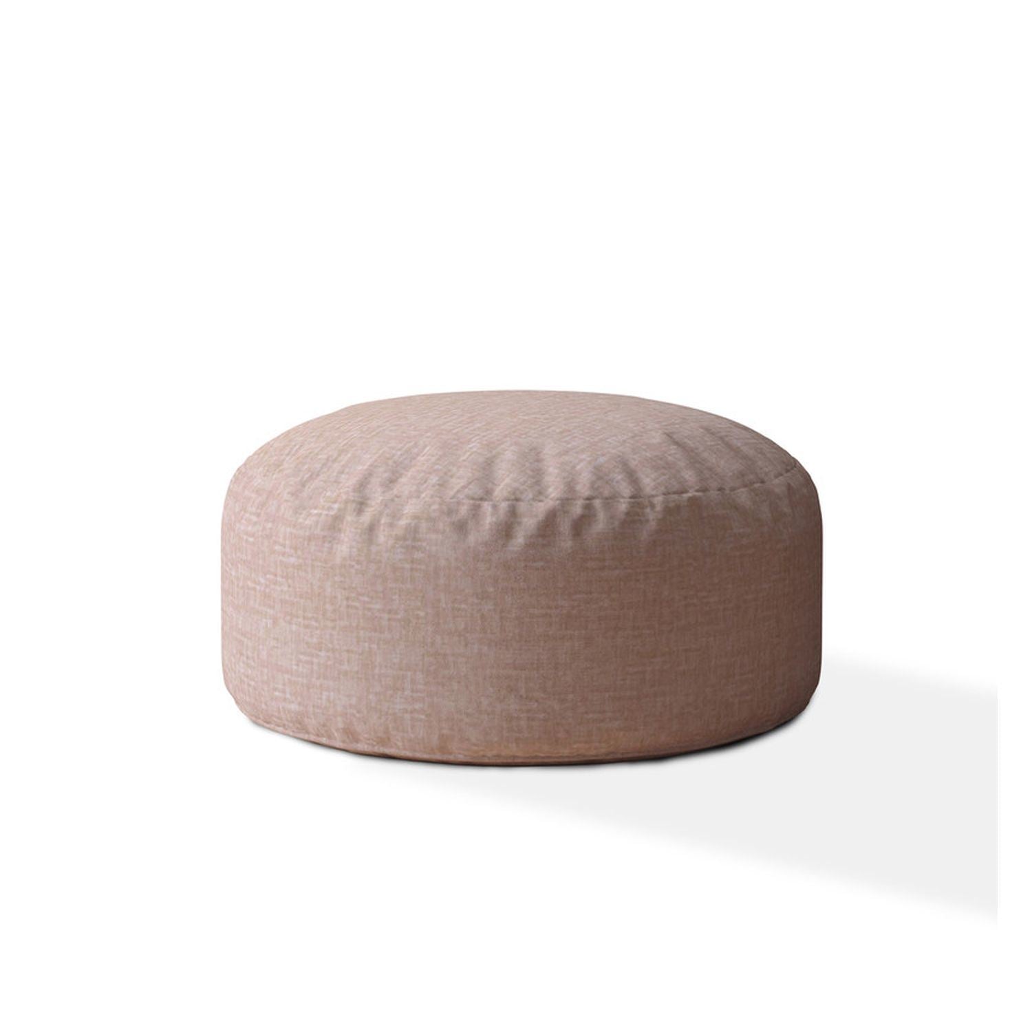 Indoor BANARAS Blush Round Zipper Pouf - Stuffed - Extra Beads Included! - 24in dia x 20in tall