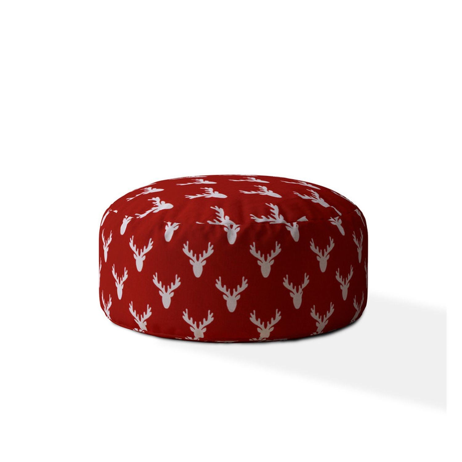 Indoor MOOSE MANIA Bright Red Round Zipper Pouf - Cover Only - 24in dia x 20in tall