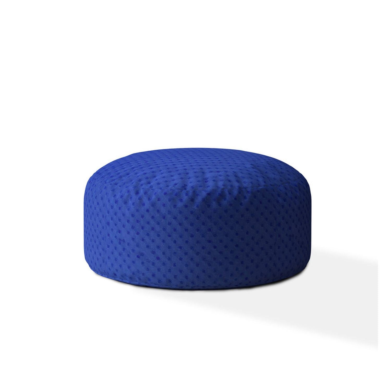 Indoor MINKY DIMPLE DOT Plush Royal Blue Round Zipper Pouf - Cover Only - 24in dia x 20in tall