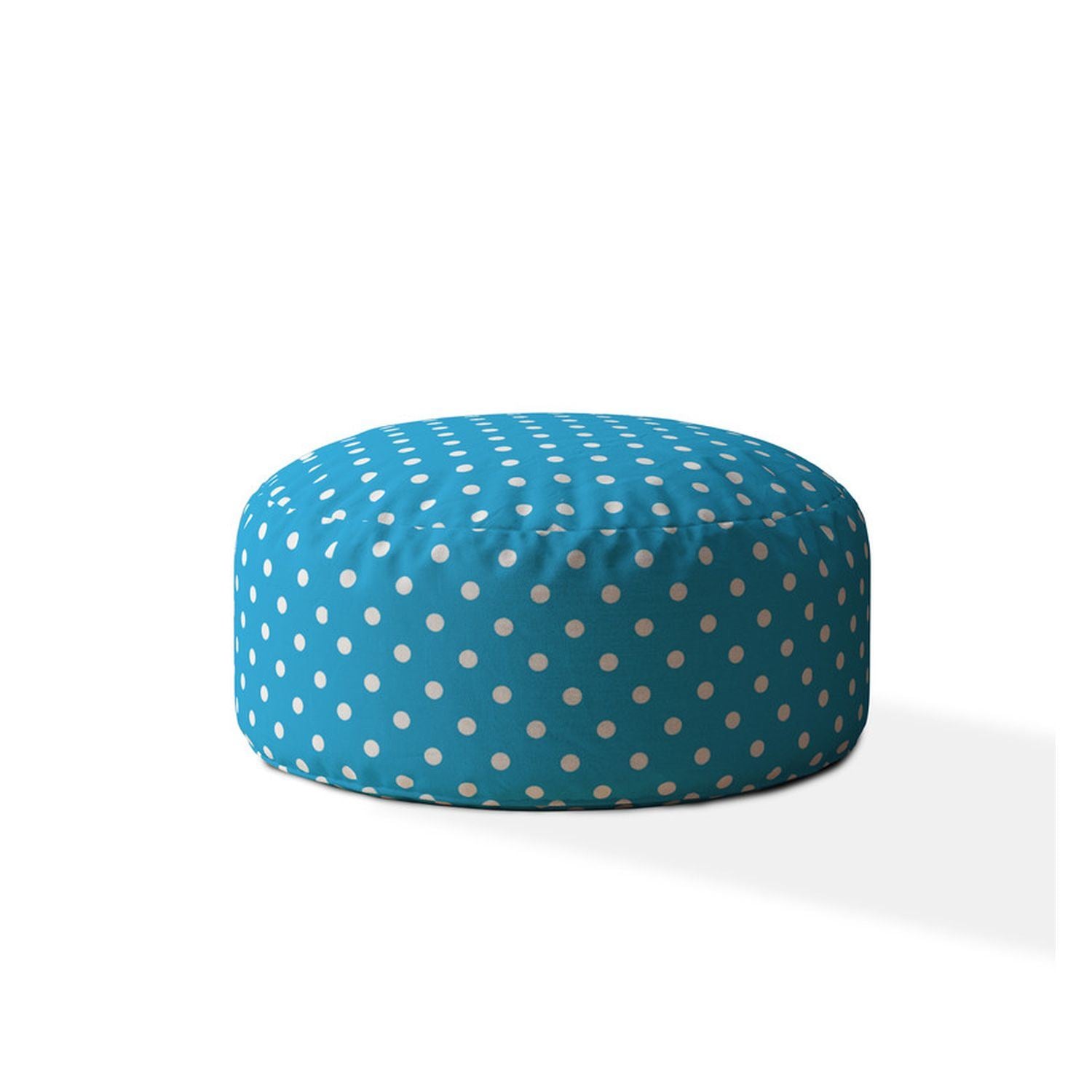 Indoor RETRO POLKA Coastal Blue Round Zipper Pouf - Cover Only - 24in dia x 20in tall