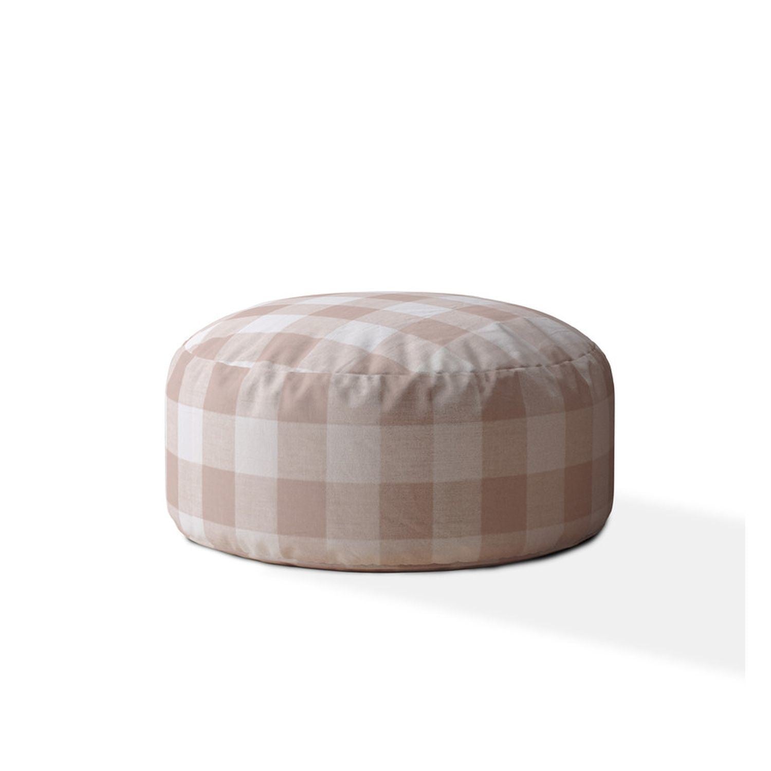 Indoor ANDY Blush Round Zipper Pouf - Stuffed - Extra Beads Included! - 24in dia x 20in tall