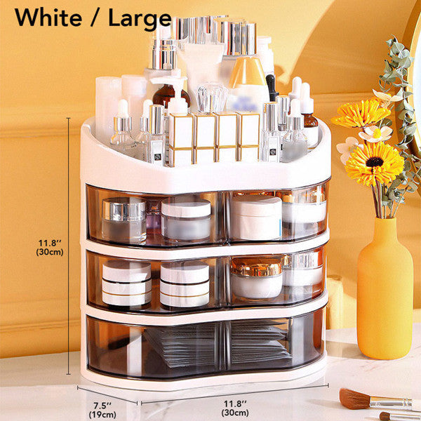 Joybos® Makeup Organizer with 360 Degree Rotating Drawers White