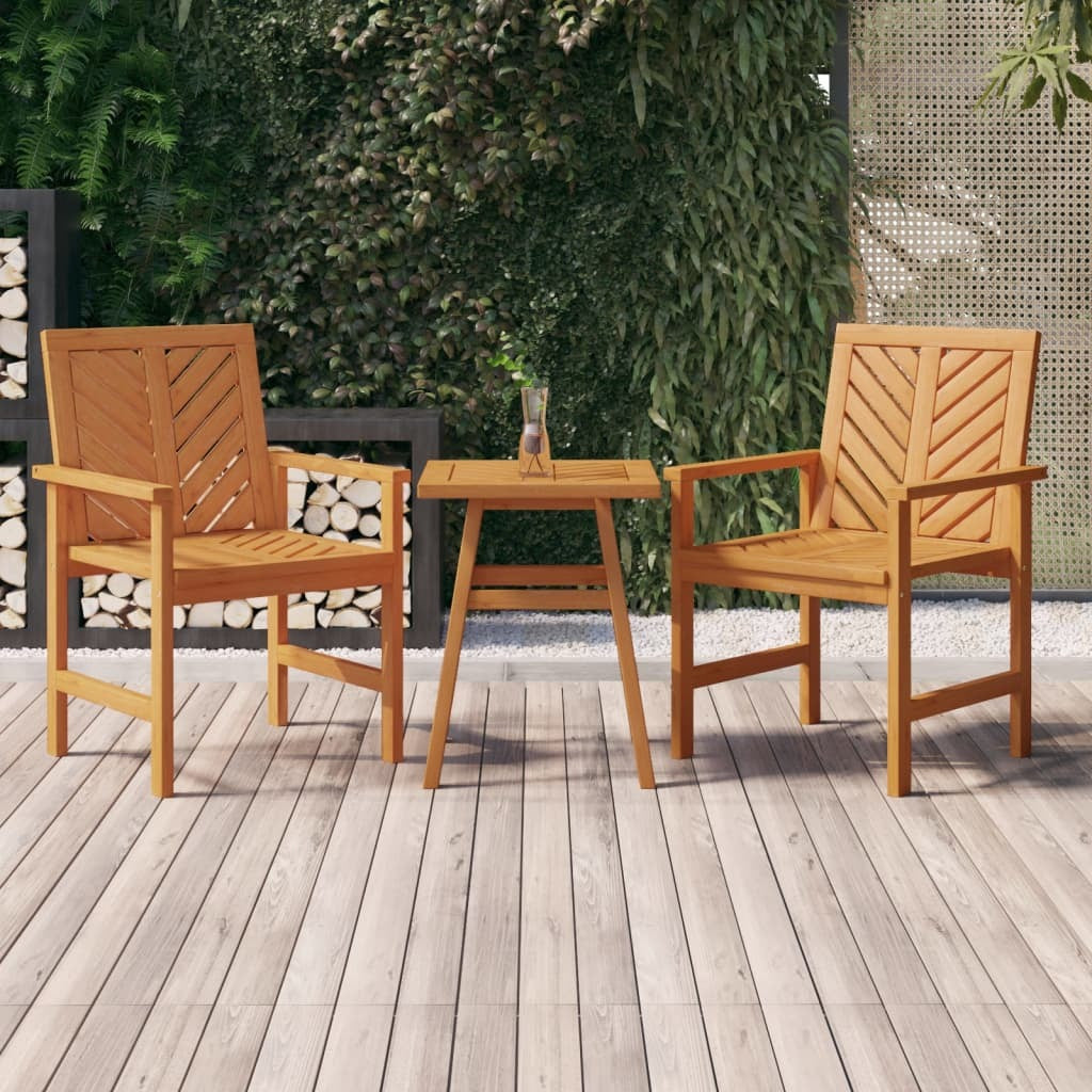 3 Piece Patio Lounge Set Solid Wood Acacia