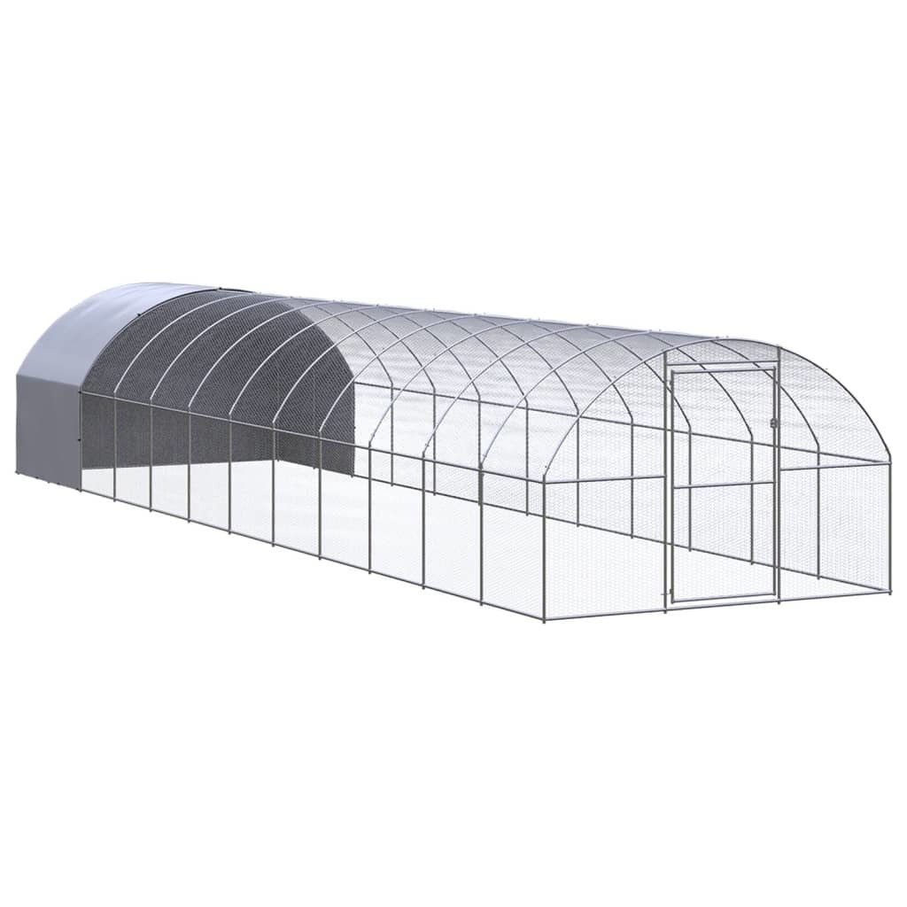 Outdoor Chicken Coop 9.8'x39.4'x6.6' Galvanized Steel