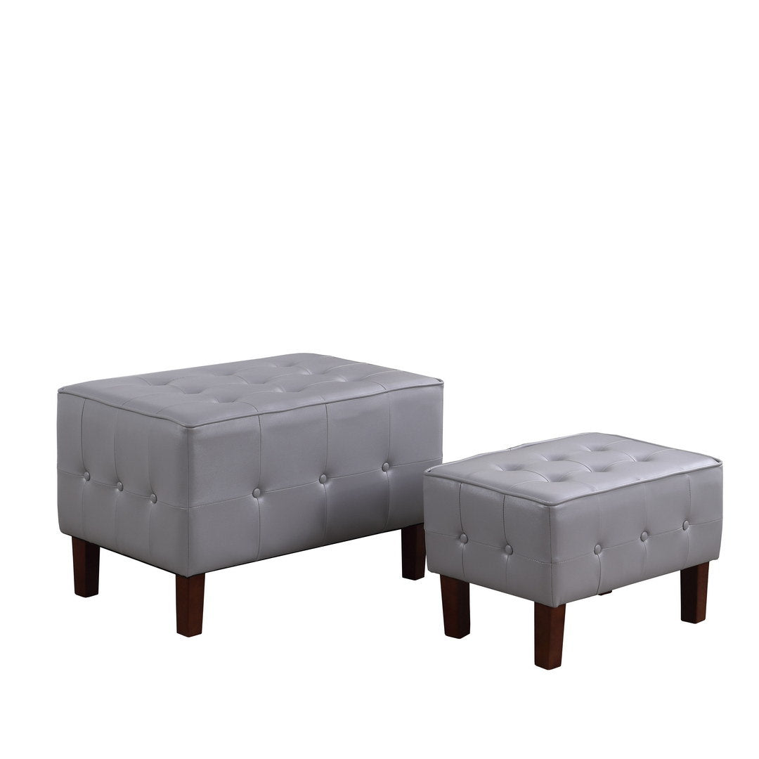 19.5" and 15.5" Tall Leatherette Tufted Stackable Seats, Light Gray