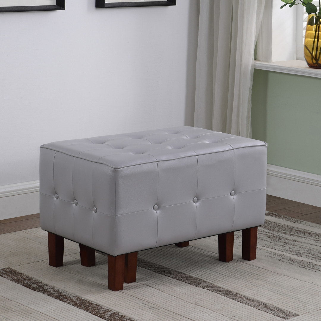 19.5" and 15.5" Tall Leatherette Tufted Stackable Seats, Light Gray