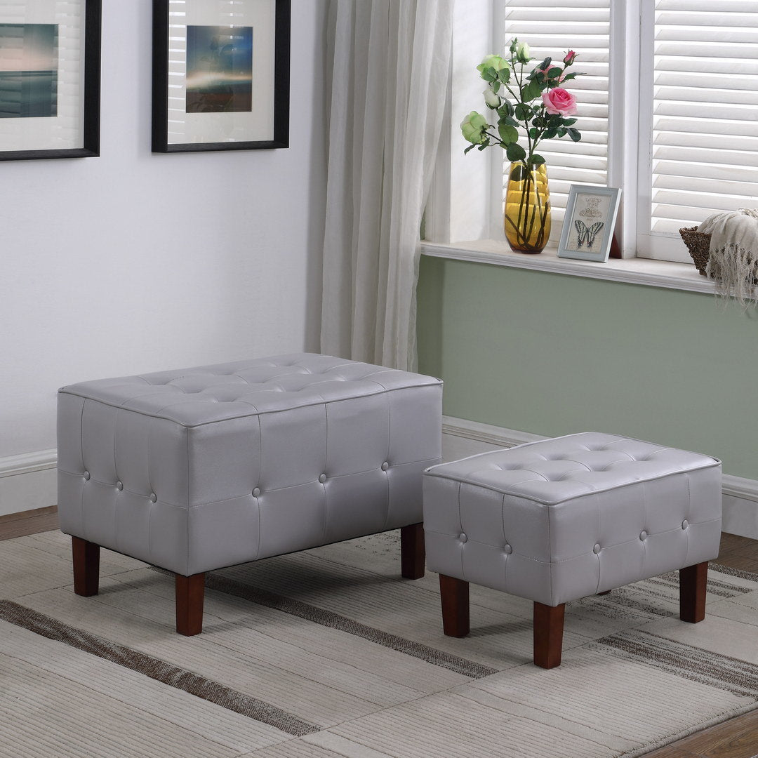 19.5" and 15.5" Tall Leatherette Tufted Stackable Seats, Light Gray