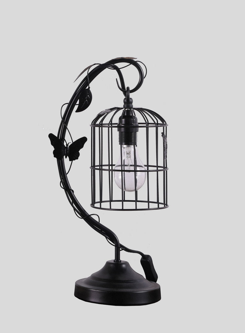 17.5" Iris Black Butterfly Garden Metal Table Lamp