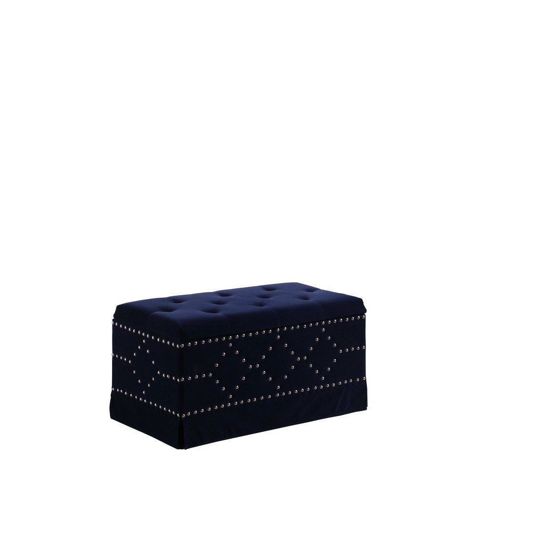 18" Tall Upholstered Storage Bench with Two additional seating, Indigo Blue