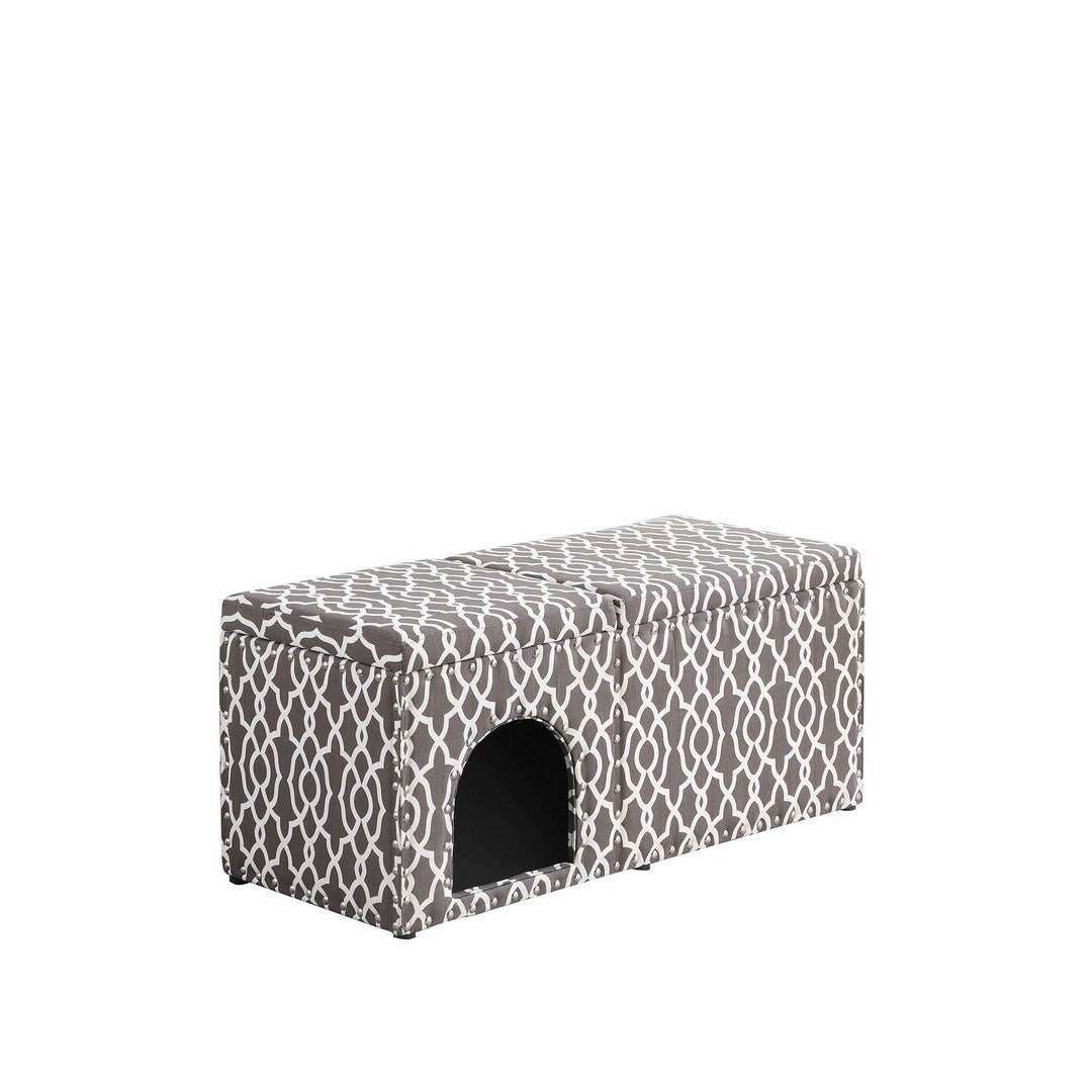 18" Cassidy Smoky Gray Pet Housing w/ Storage Bench