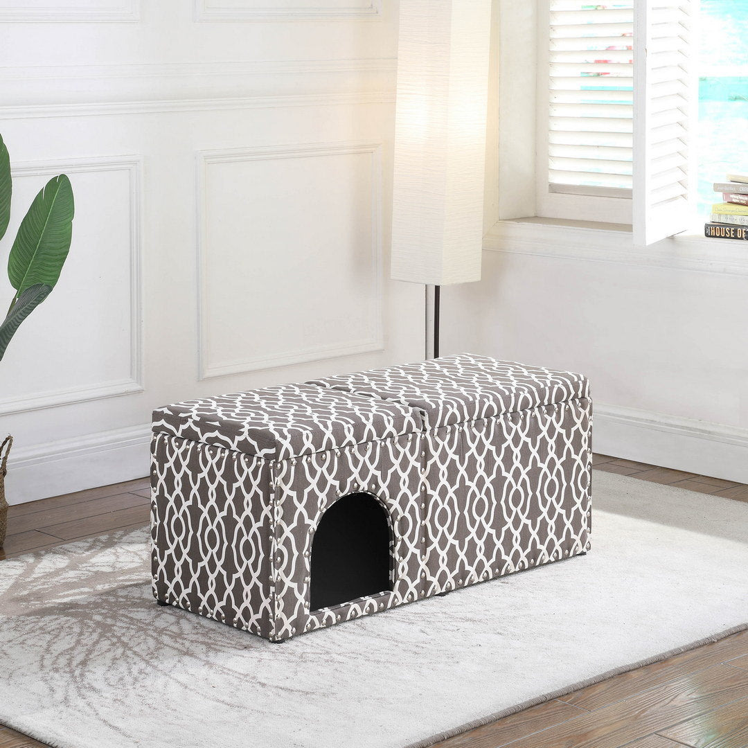 18" Cassidy Smoky Gray Pet Housing w/ Storage Bench