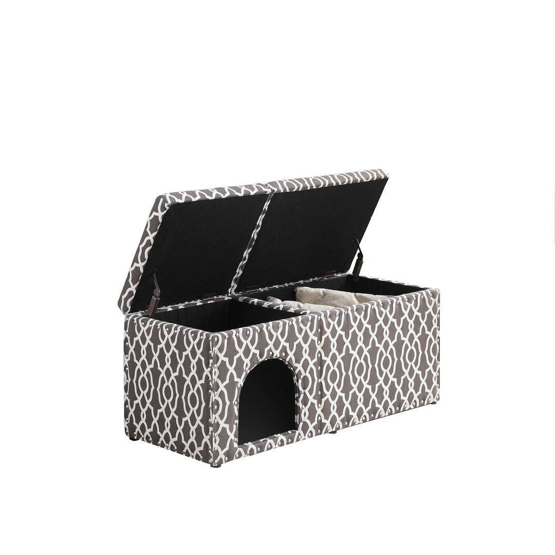 18" Cassidy Smoky Gray Pet Housing w/ Storage Bench