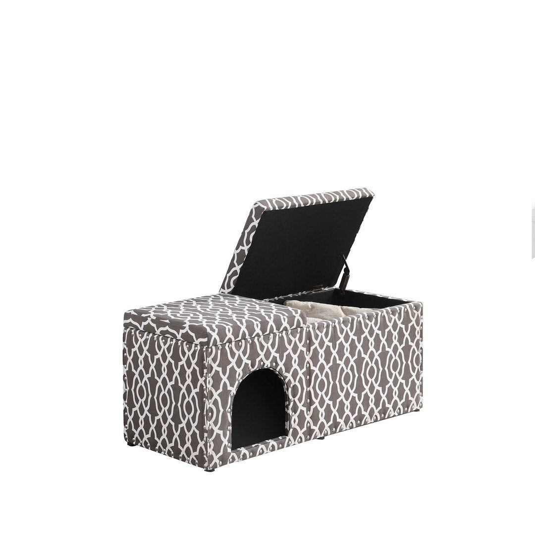 18" Cassidy Smoky Gray Pet Housing w/ Storage Bench