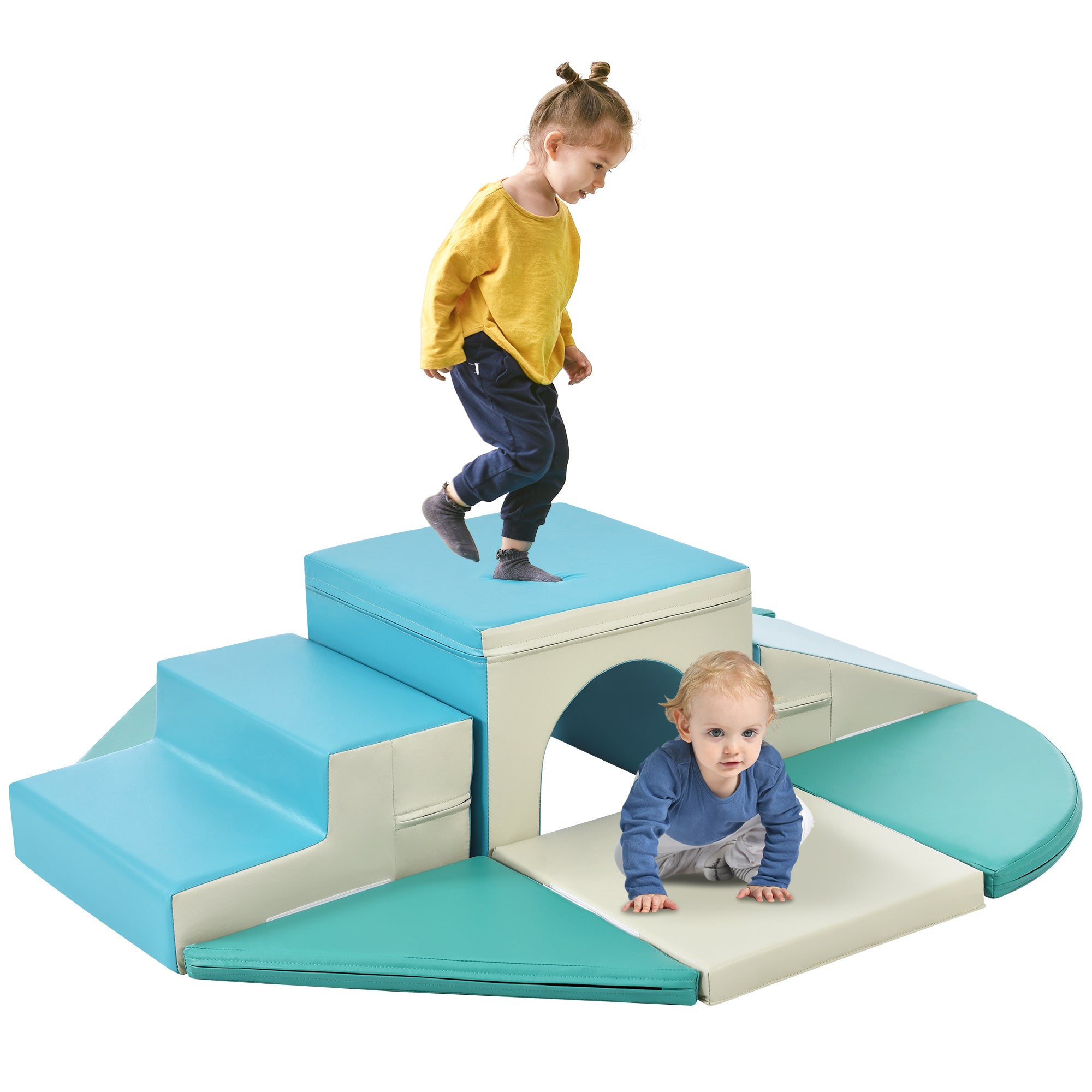 Soft Climb and Crawl Foam Playset 9 in 1 , Safe Soft Foam Nugget Block for Infants, Preschools, Toddlers, Kids Crawling and Climbing Indoor Active Pla