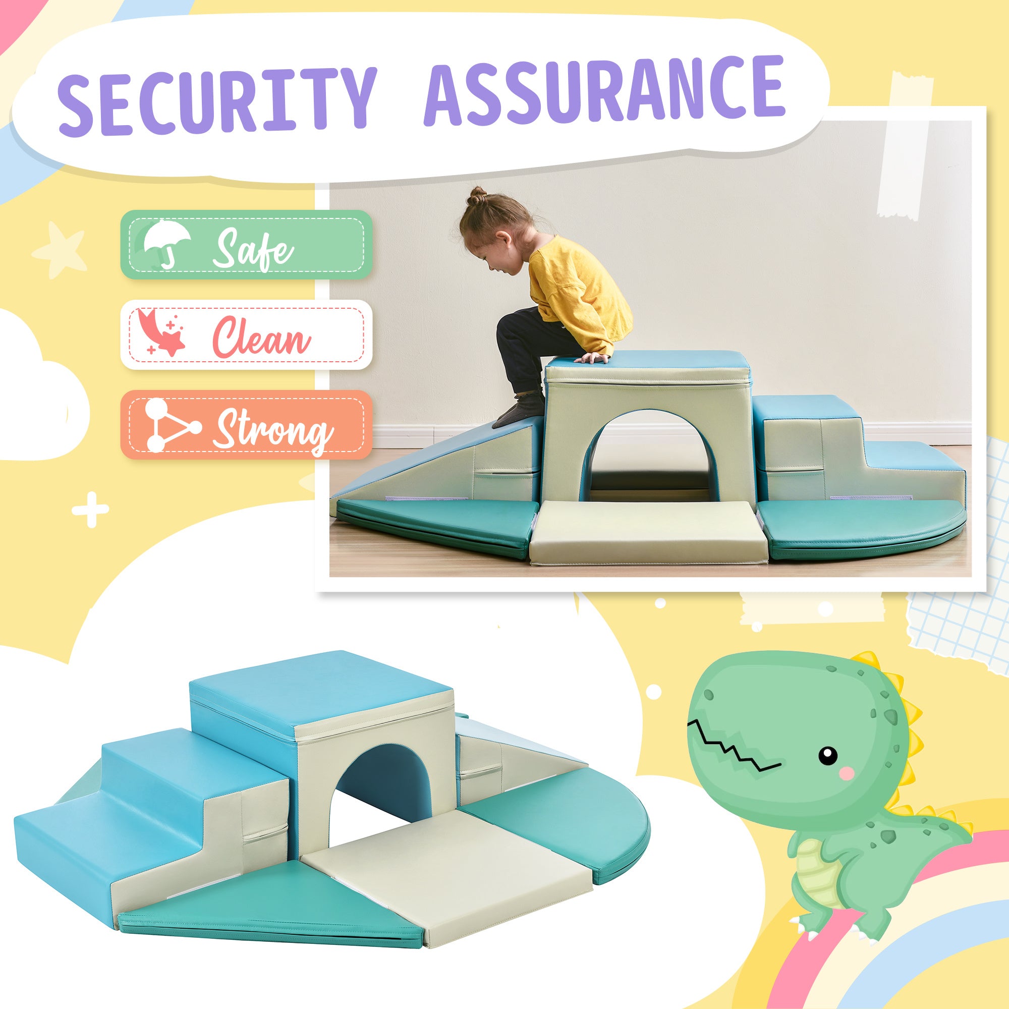 Soft Climb and Crawl Foam Playset 9 in 1 , Safe Soft Foam Nugget Block for Infants, Preschools, Toddlers, Kids Crawling and Climbing Indoor Active Pla