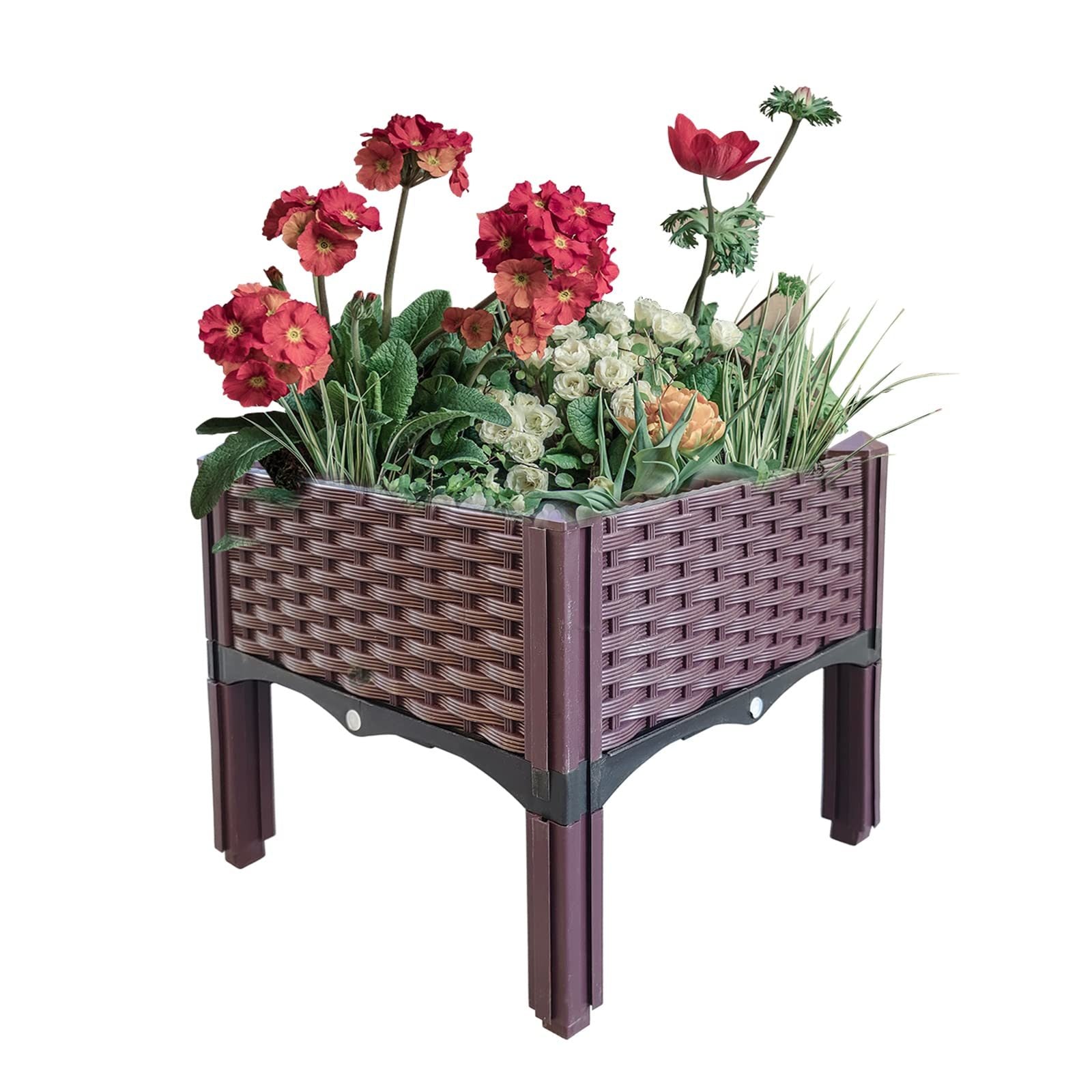 Plastic Raised Garden Bed, Planter Boxes Raised Garden Bed with Legs Planters for Outdoor Indoor Plants Elevated Garden Boxes Plant pots for Flowers, Vegetables, Fruits, Herbs