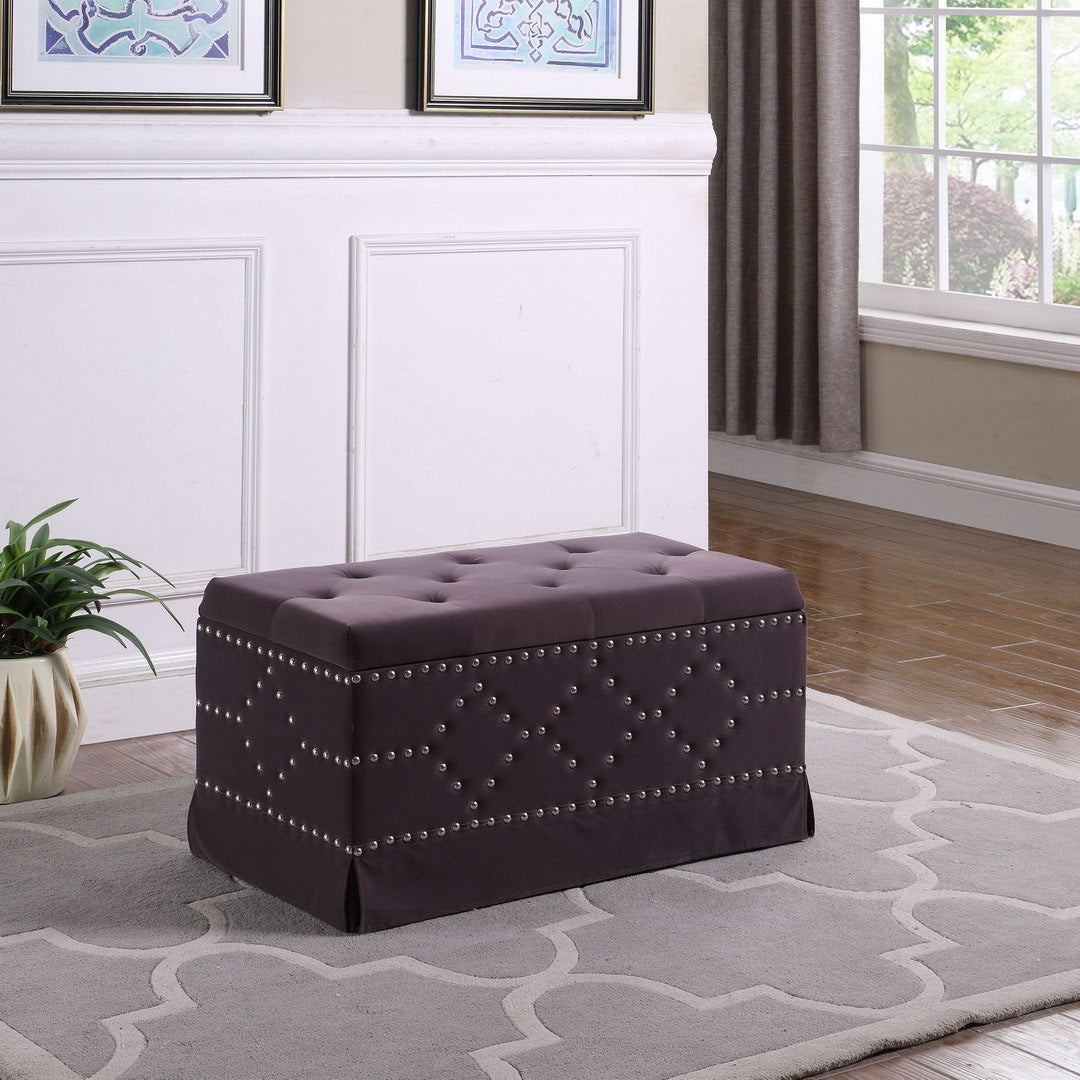 18" Tall Upholstered Storage Bench with Two additional seating, Gray