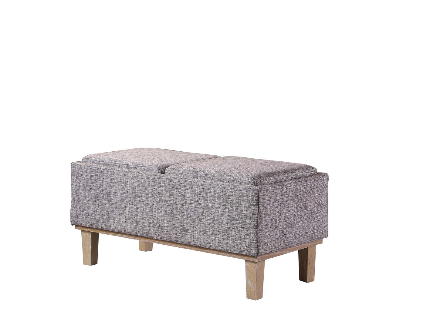 17" Tall Flip Storage Bench with Unfinished Legs, Grey Seat