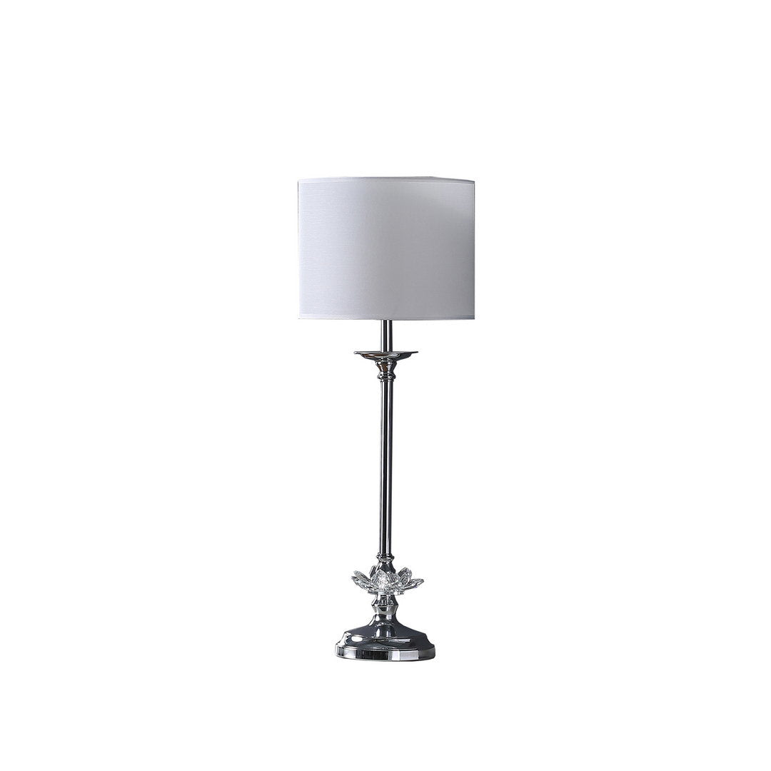 25.5" In Buffet Crystal Floral Chrome Metal Table Lamp