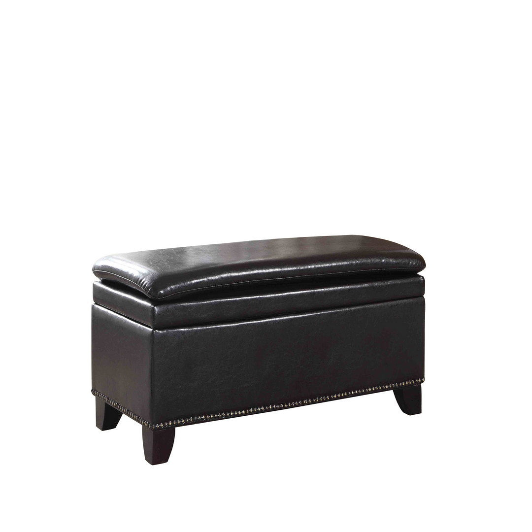 17" Tall Storage Bench with Double Cushion, Espresso