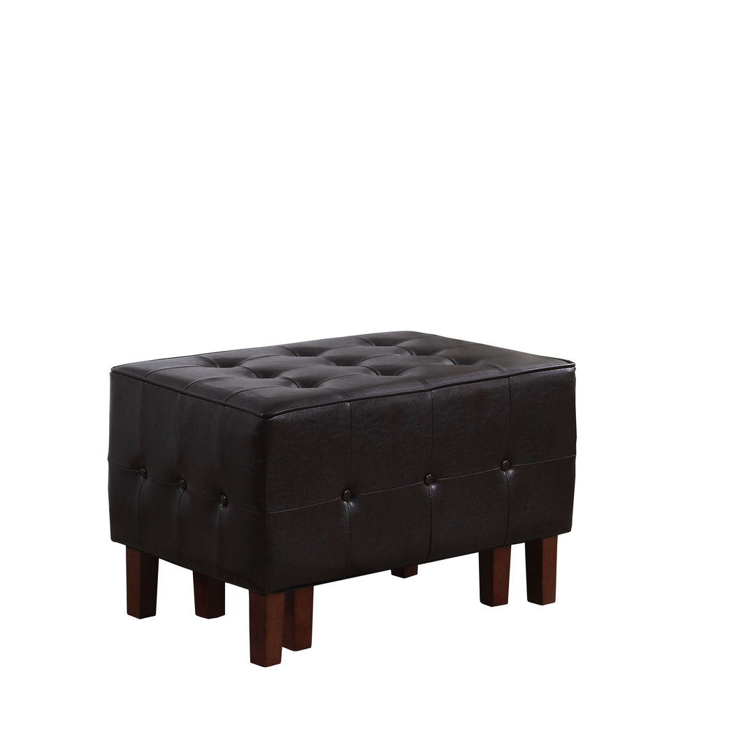 19.5" and 15.5" Tall Leatherette Tufted Stackable Seats with Wooden Legs, Brown