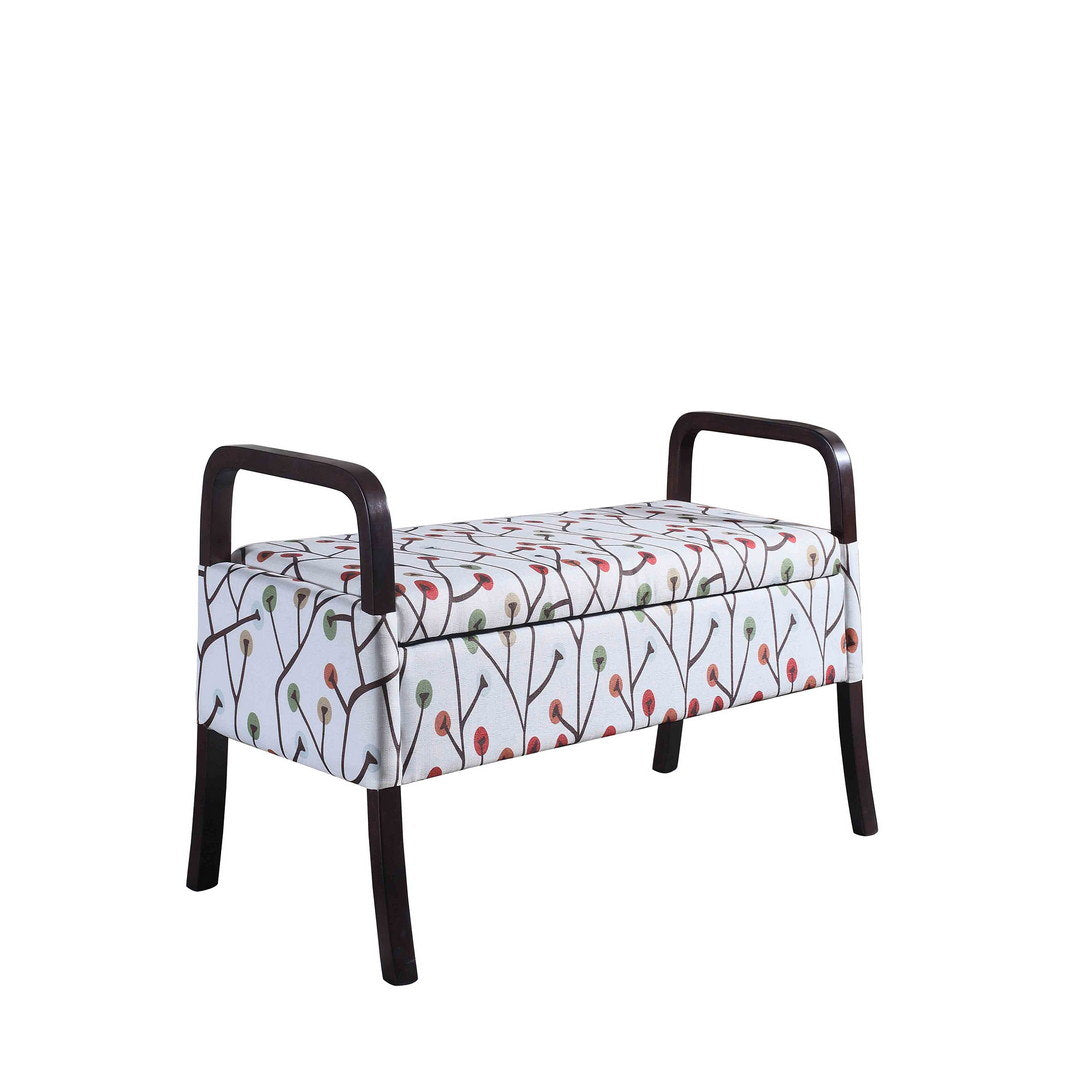 23.25" Tall Wooden Storage Seat, Cherry Blossom Print