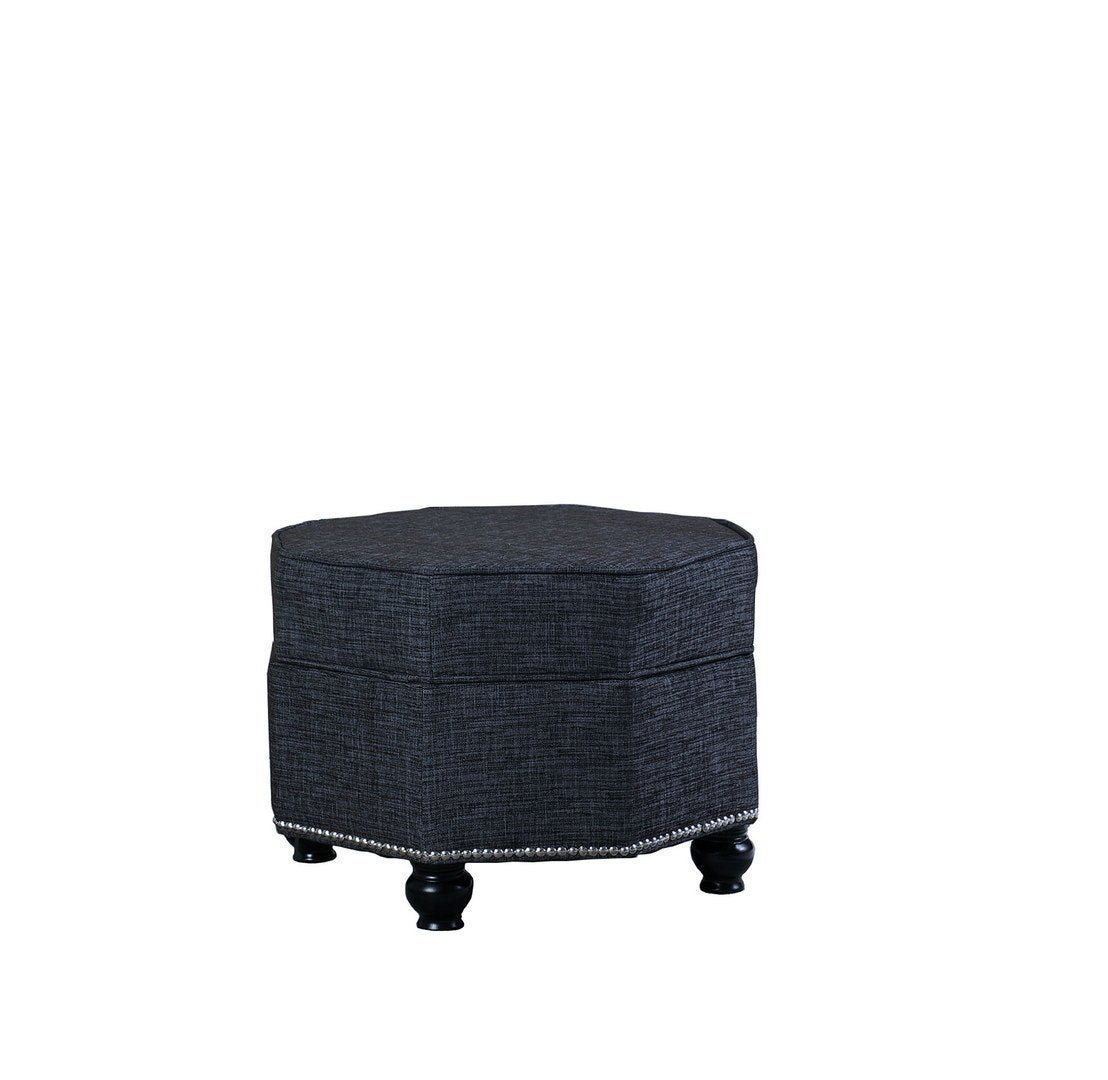 16.5" Tall Hexagon Storage Ottoman, Blue and Gray