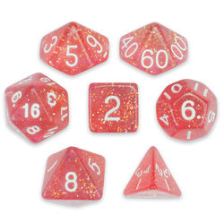 Sert of 7 Polyhedral Dice, Royal Bubblegum