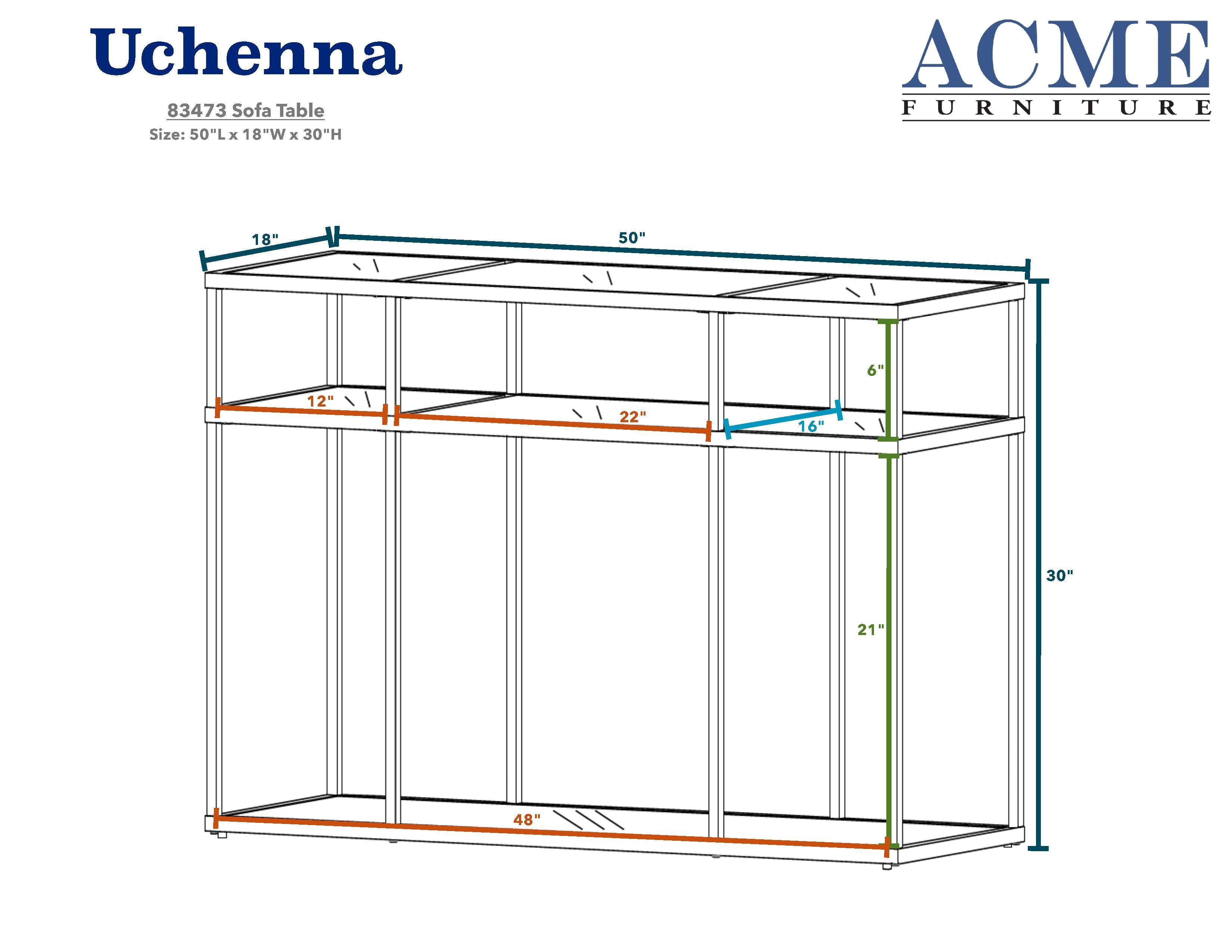 ACME Uchenna Sofa Table, Clear Glass & Gold Finish 83473