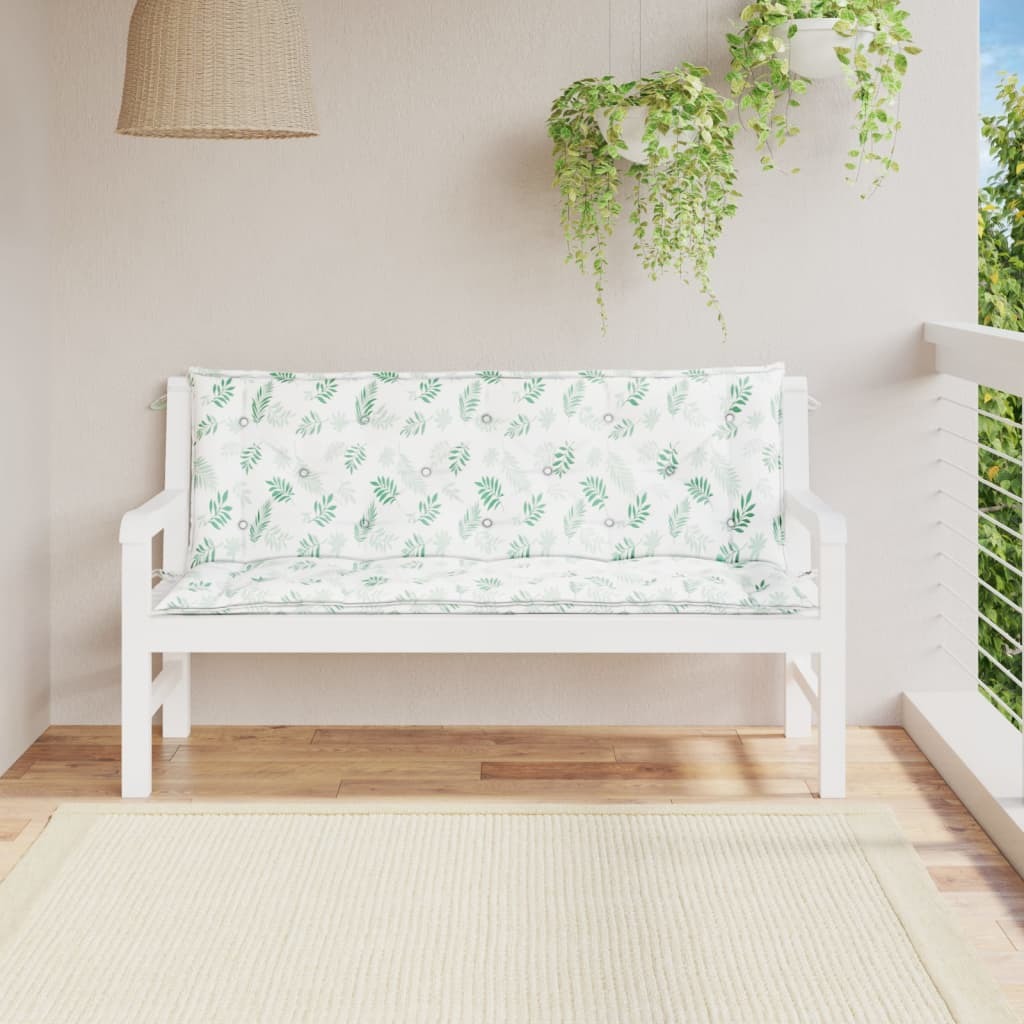 Garden Bench Cushions 2pcs Leaf Pattern 59.1"x19.7"x2.8" Fabric