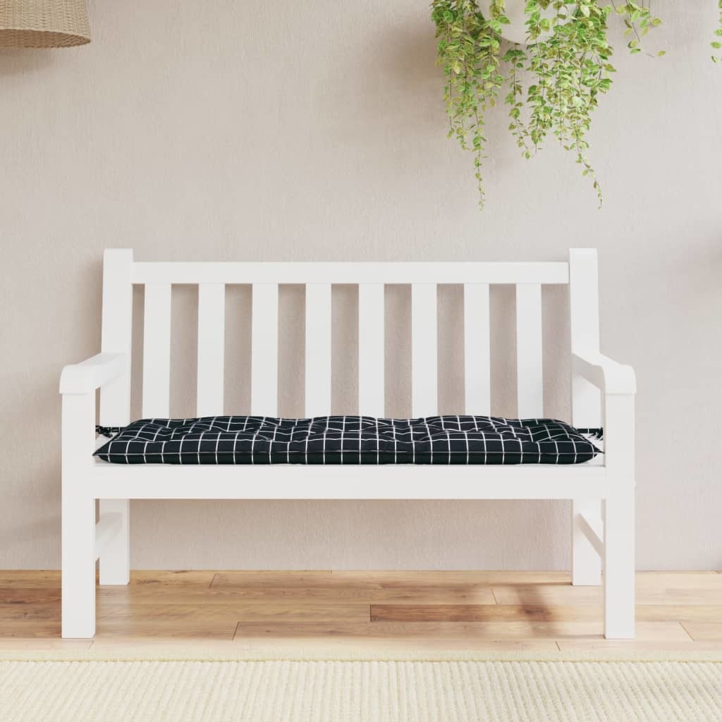 Garden Bench Cushion Black Check Pattern 47.2"x19.7"x2.8" Fabric