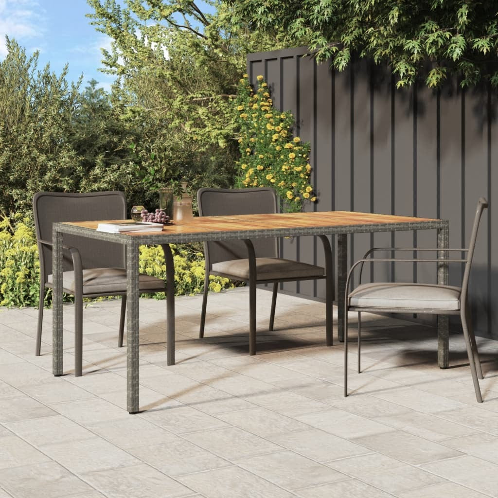 Patio Table 74.8"x35.4"x29.5" Poly Rattan and Acacia Wood Gray