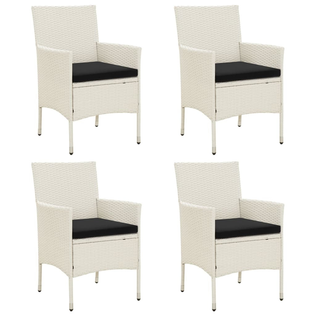 Patio Chairs with Cushions 4 pcs Poly Rattan White