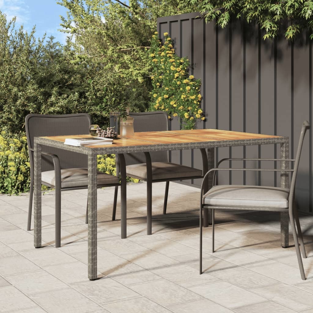 Patio Table 59.1"x35.4"x29.5" Poly Rattan and Acacia Wood Gray