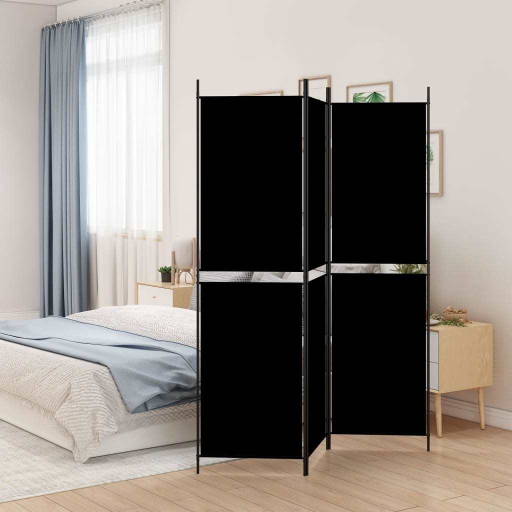 3-Panel Room Divider Black 59.1"x78.7" Fabric